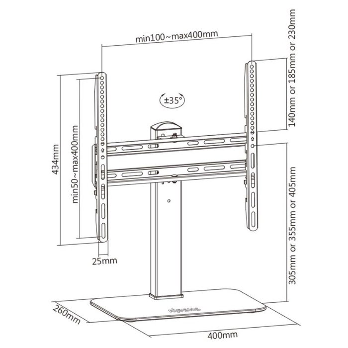 AISENS Soporte de Mesa ECO Giratorio DT55S-217 para TV y Monitor 32-55 pulgadas
